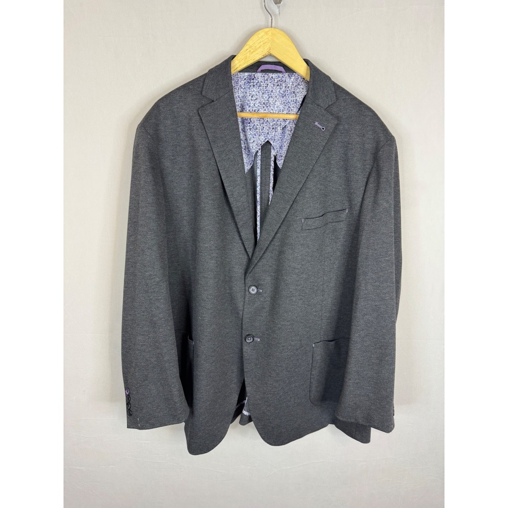 Jermyn & Bond Mens Modern Fit Knit‎ Blazer Charcoal Grey Sport Coat XXL Regular